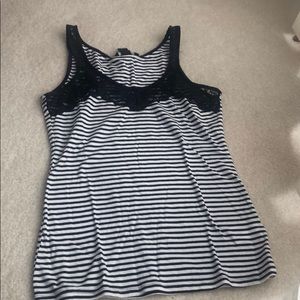 Navy & White Striped Tank